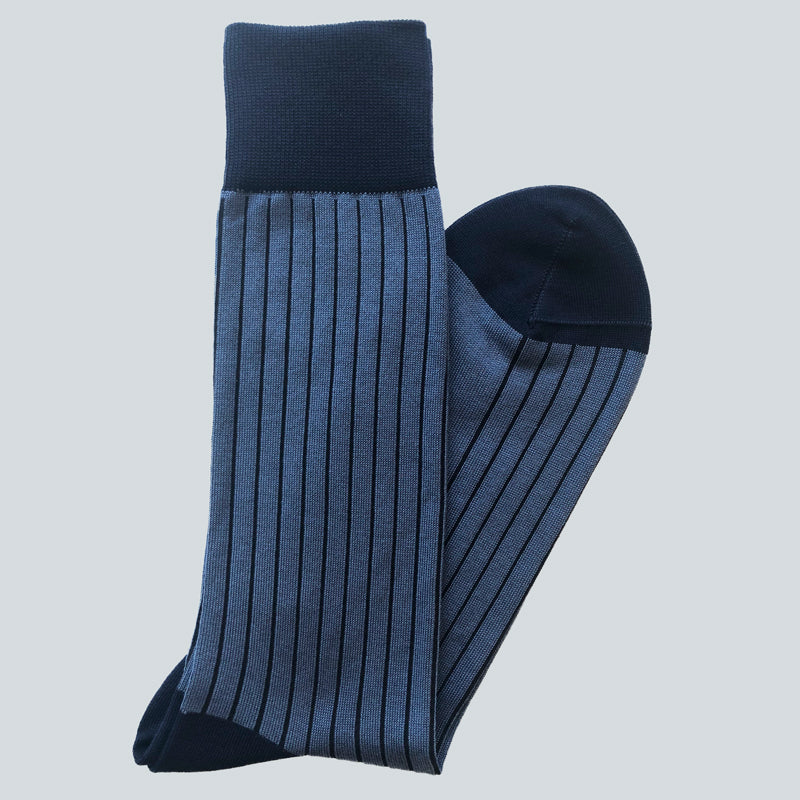 Navy Blue Striped Cotton Knee High Socks on Sale - 2 Pack